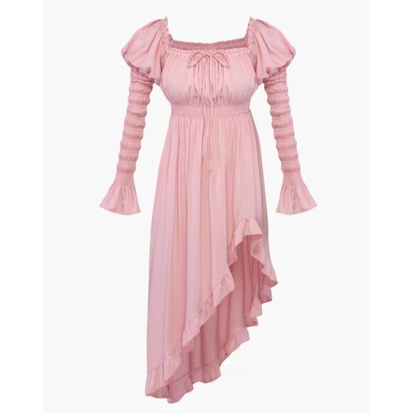 Sleeper Juliette Off Shoulder Smocked Midi Dress L Fairy Pink Shirred NEW $370 - Picture 2 of 14